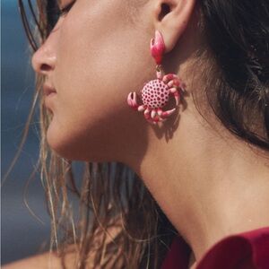 Zara Pink Statement Earrings Crab Design